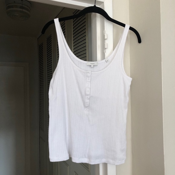 Vince Henley Ribbed Knit Cotton Camisole L - Picture 2 of 6